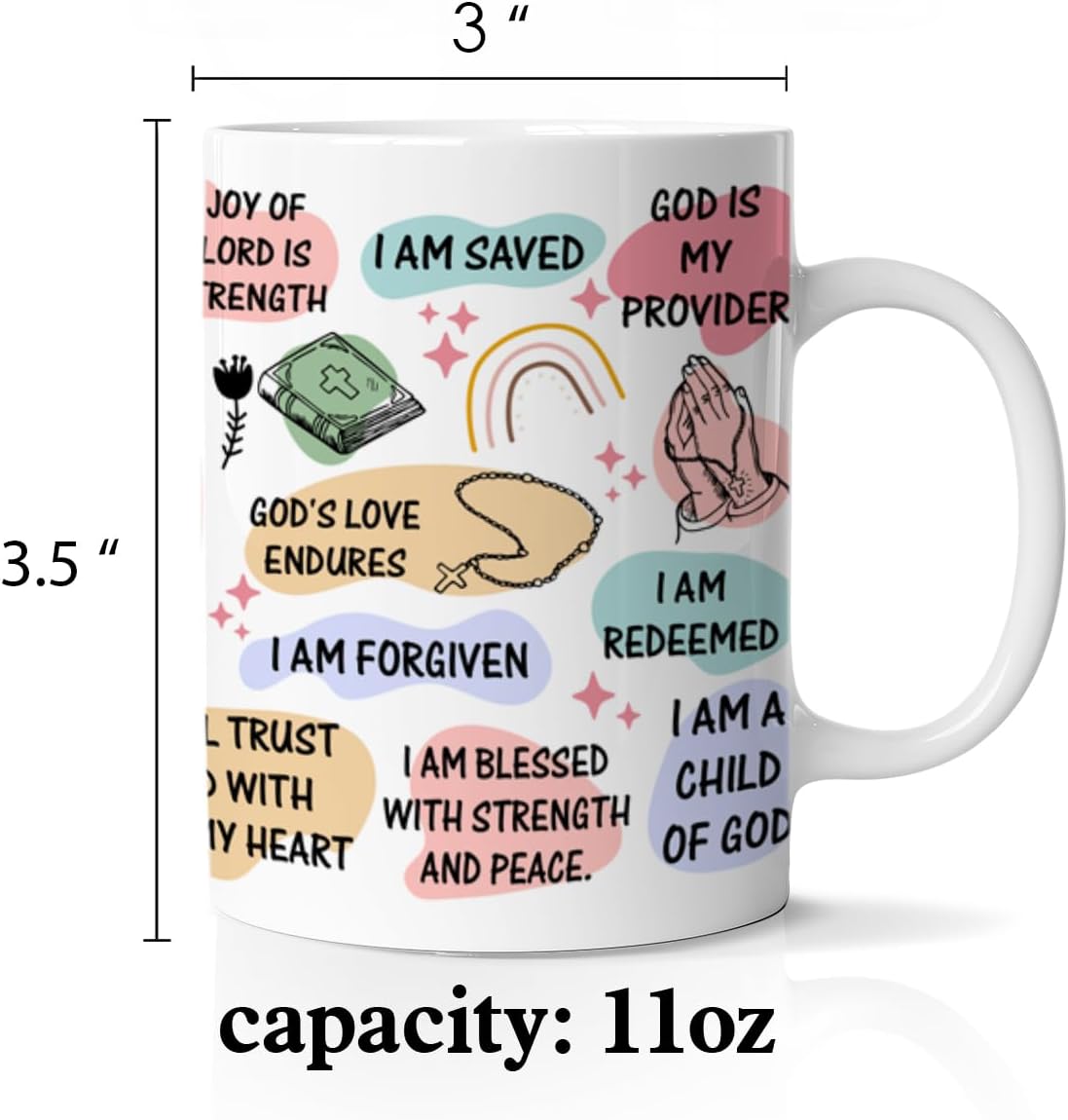 My Daily Bible Affirmations Christian White Ceramic Mug, 11 Oz claimedbygoddesigns