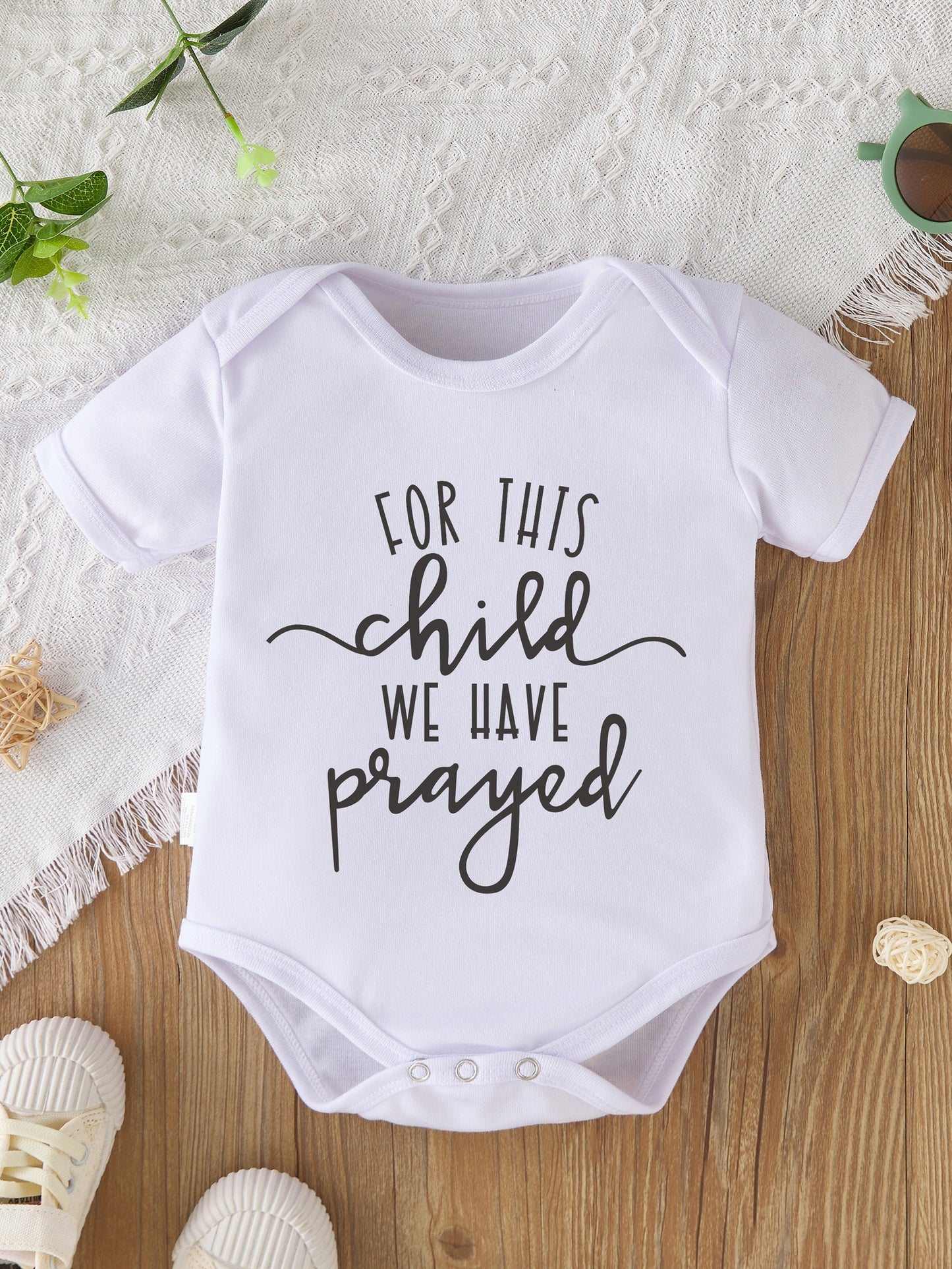 For This Child We Have Prayed Christian Baby Onesie claimedbygoddesigns