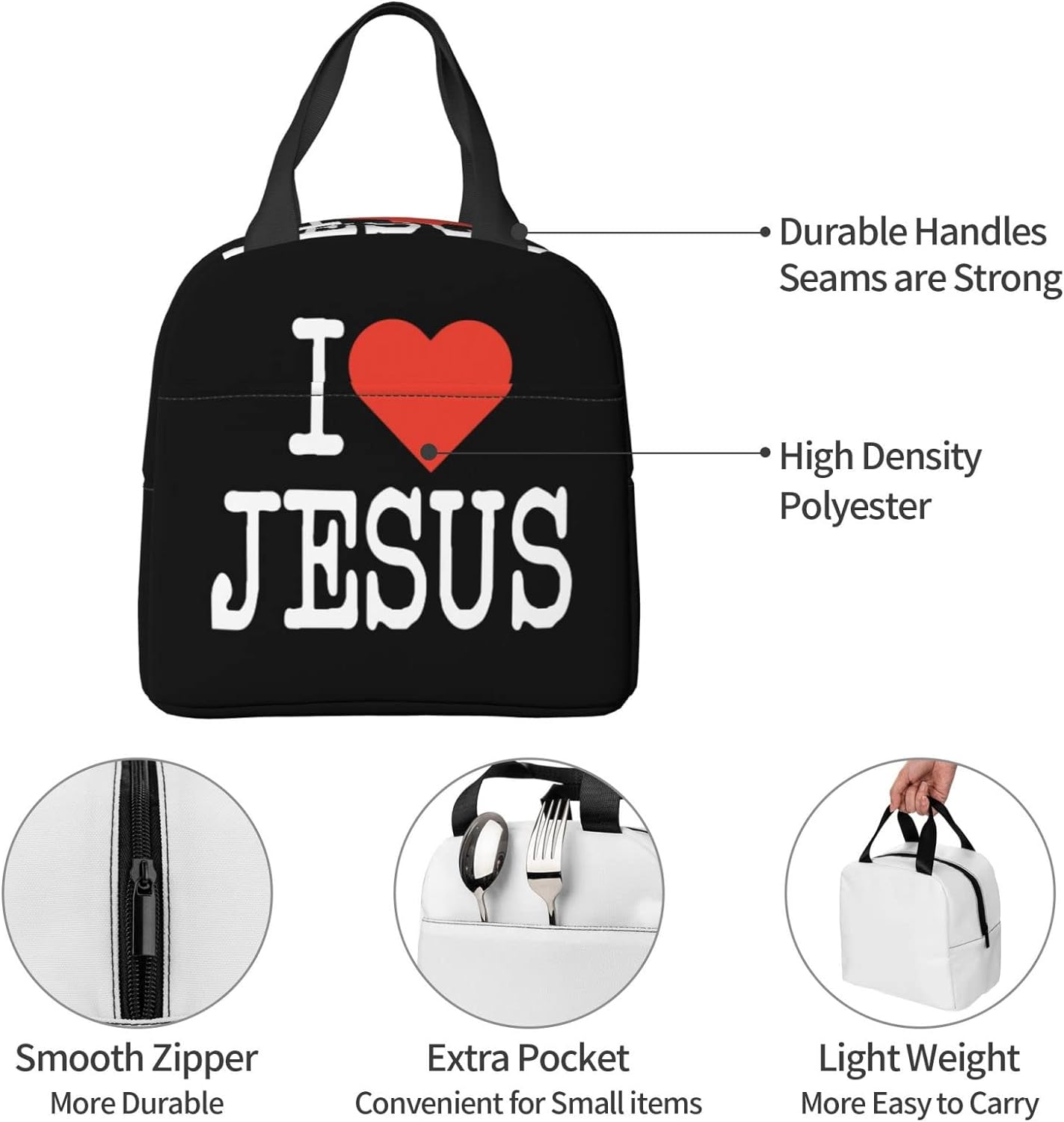 I Love Jesus Christian Lunch Bag claimedbygoddesigns
