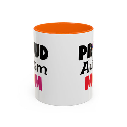Proud Autism Mom Coffee Mug - Colorful Heart Design (11, 15oz)