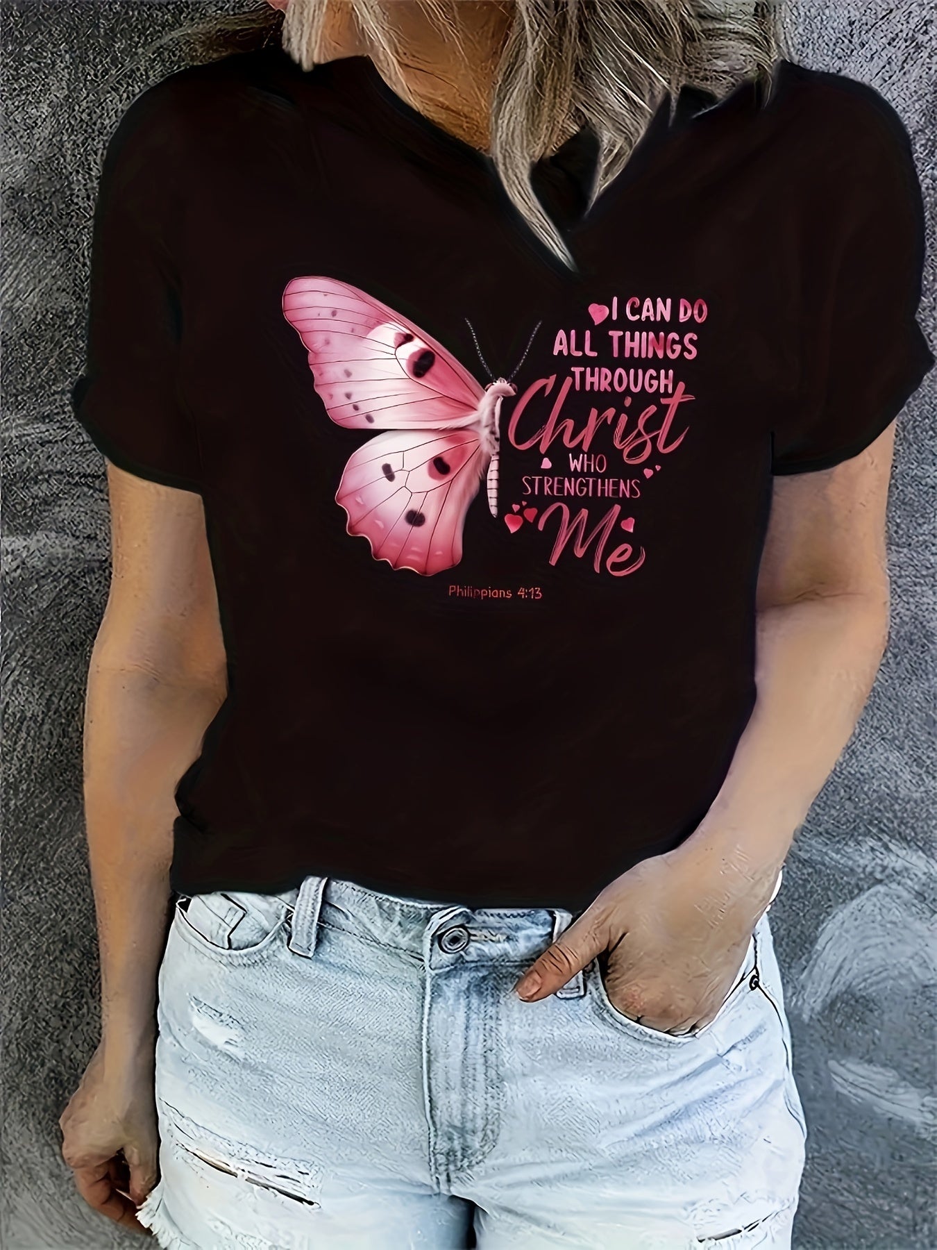 I Can Do All Things (butterfly) Women's Christian T-shirt claimedbygoddesigns