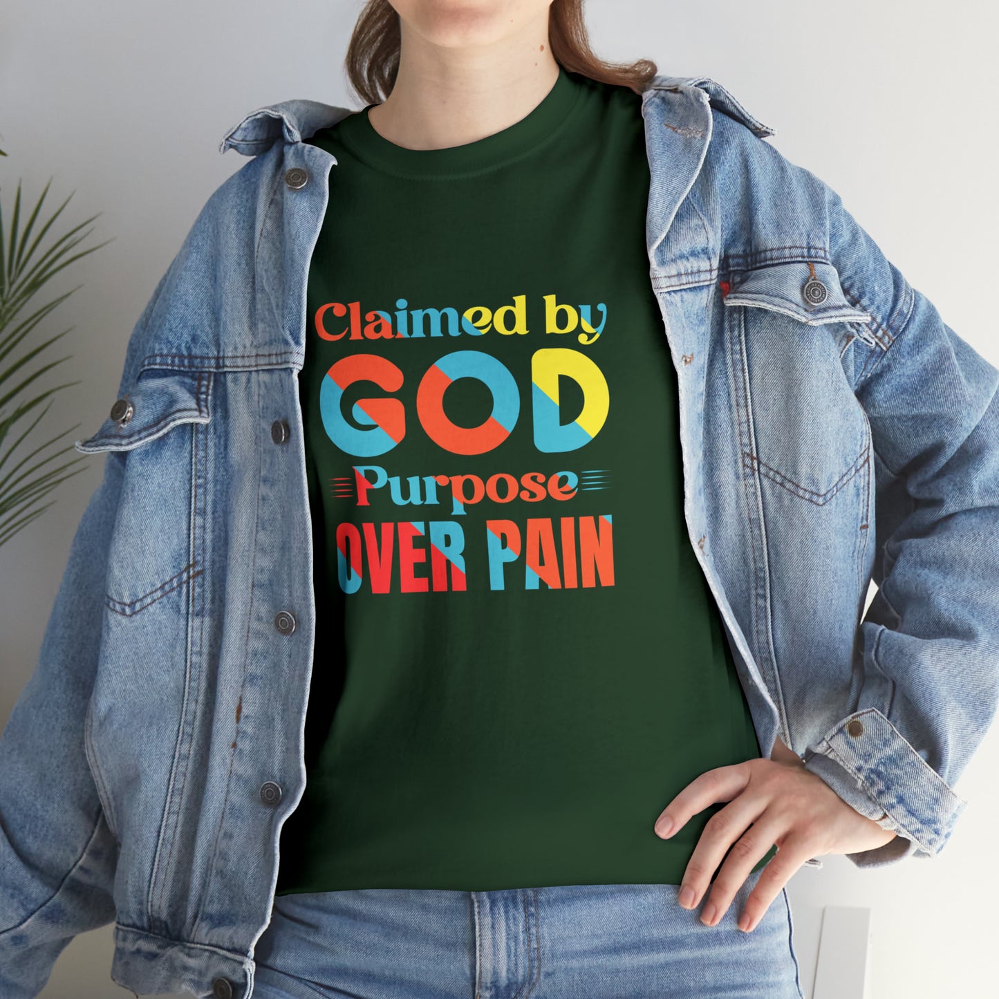 Claimed By God Purpose Over Pain Unisex Heavy Cotton Tee Printify