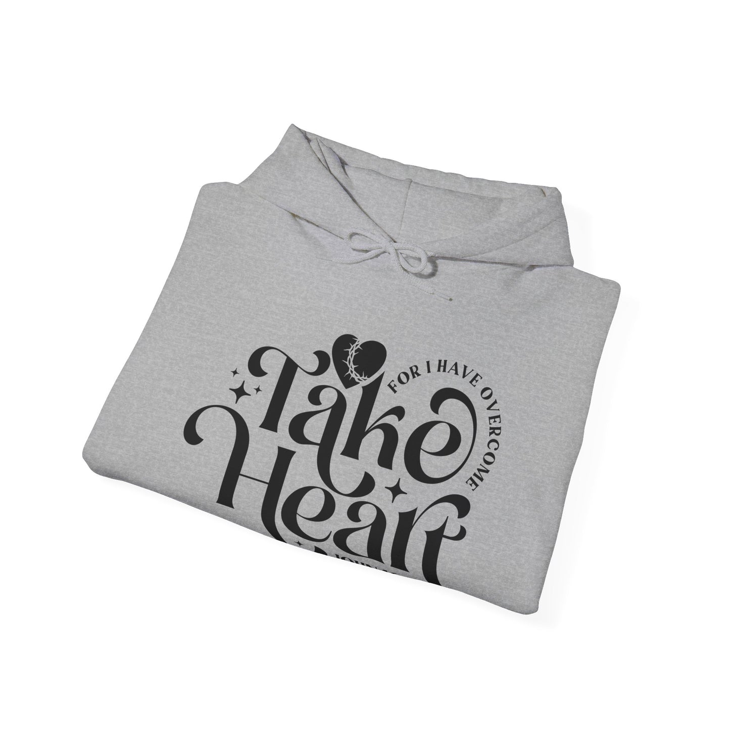 Take Heart For I Have Overcome Unisex Christian Hooded Pullover Sweatshirt