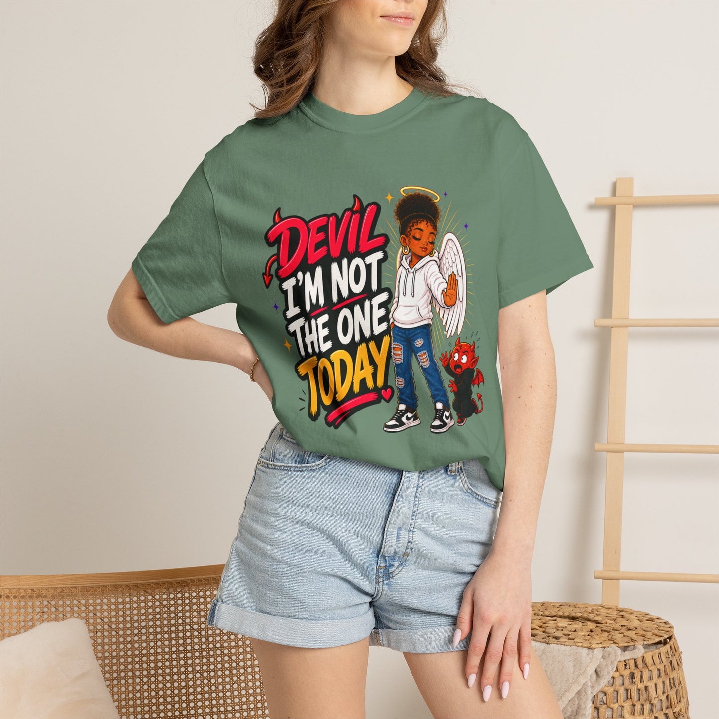 Devil I'm Not the One Today T-Shirt — Funny Angel vs Devil Graphic Tee - ClaimedbyGodDesigns