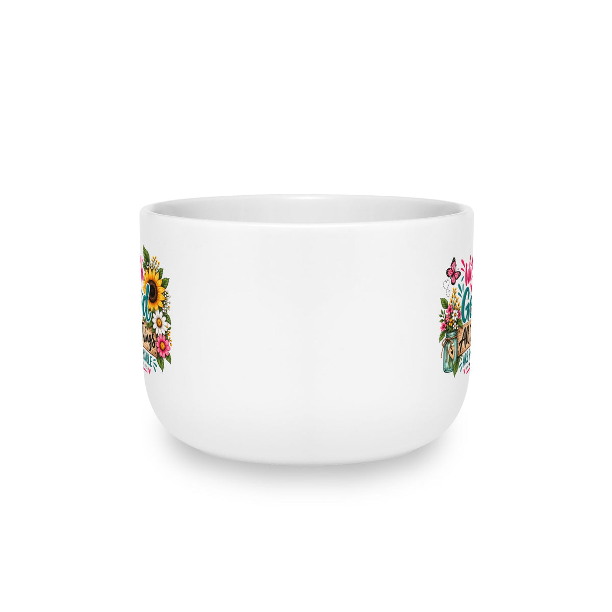 25oz Floral Latte Mug — "With God All Things Are Possible" Sunflower Bouquet Ceramic Coffee Cup