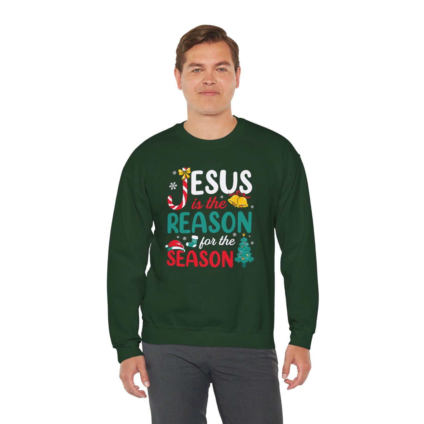 Jesus Is The Reason For The Season Christmas Unisex Heavy Blend™ Crewneck Christian Sweatshirt