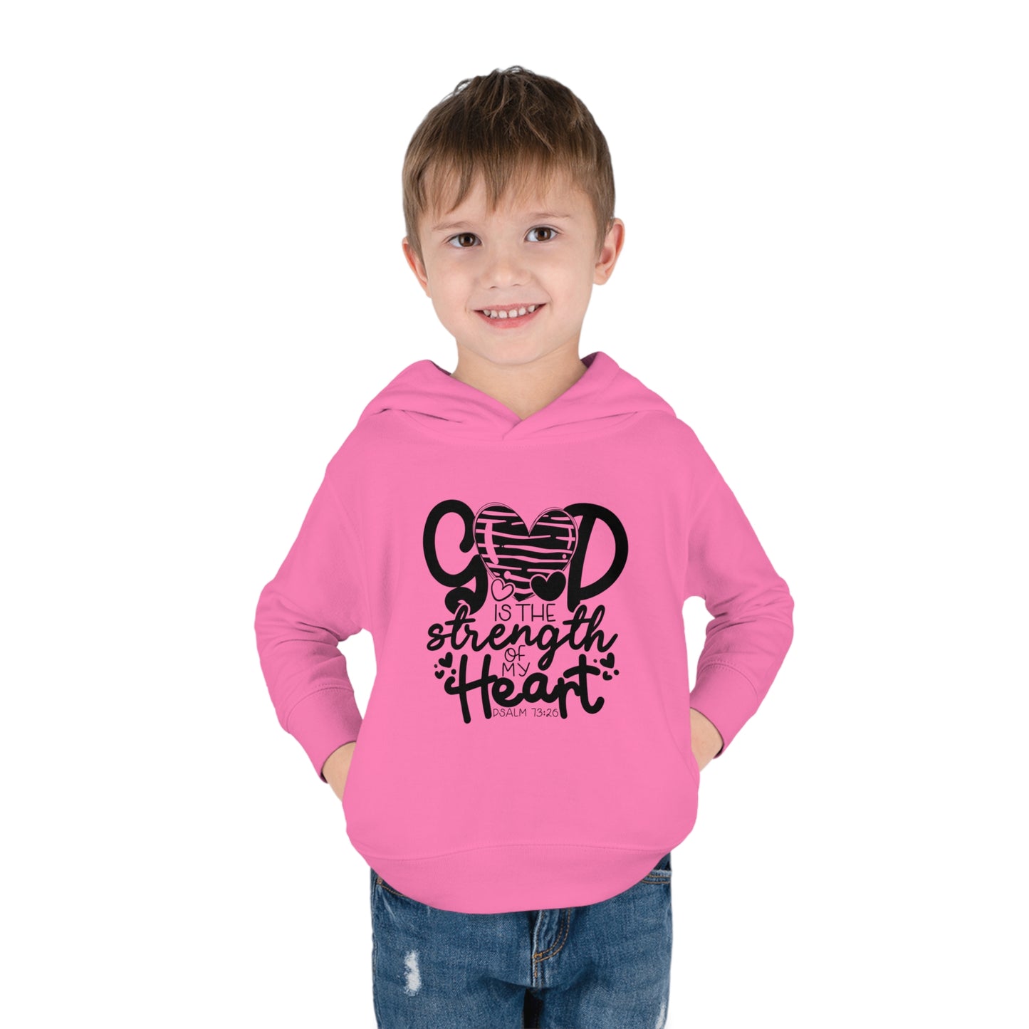 God Is The Strength Of My Heart Christian Toddler Pullover Fleece Hooded Sweatshirt