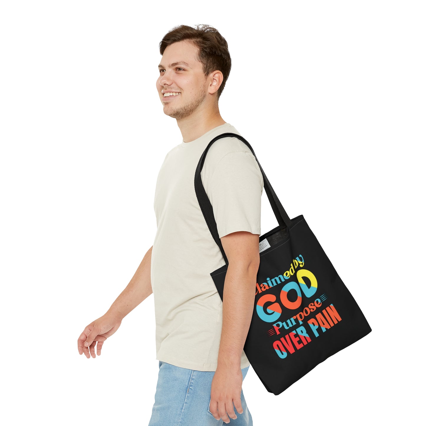 Claimed By God Purpose Over Pain Christian Tote Bag Printify