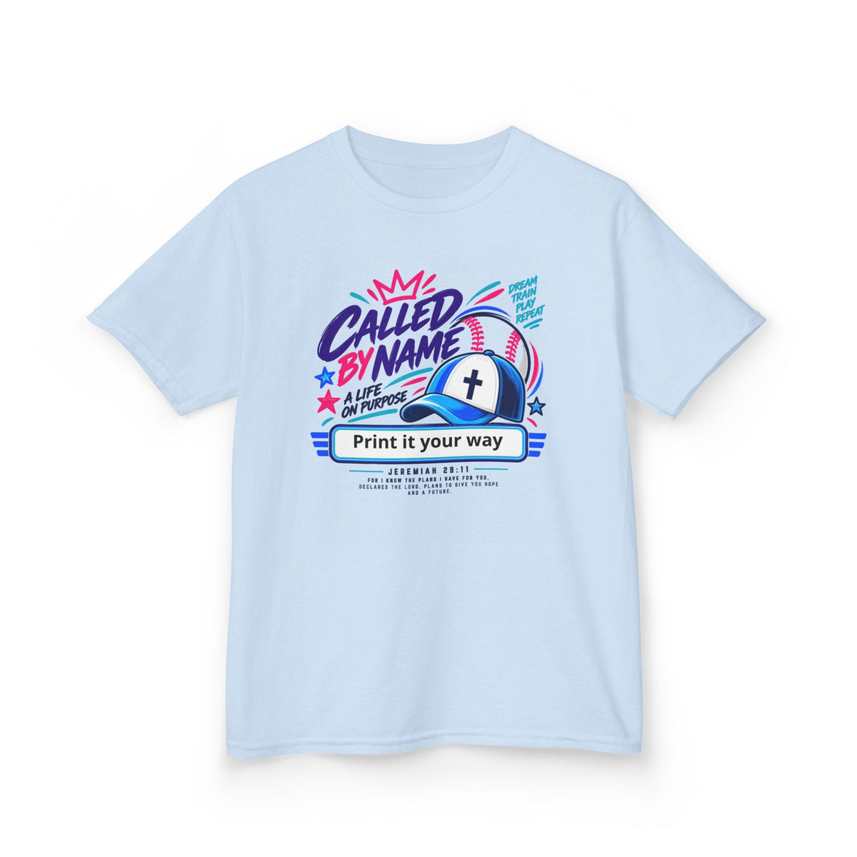 Youth Christian Baseball T-Shirt — "Called By Name" Design