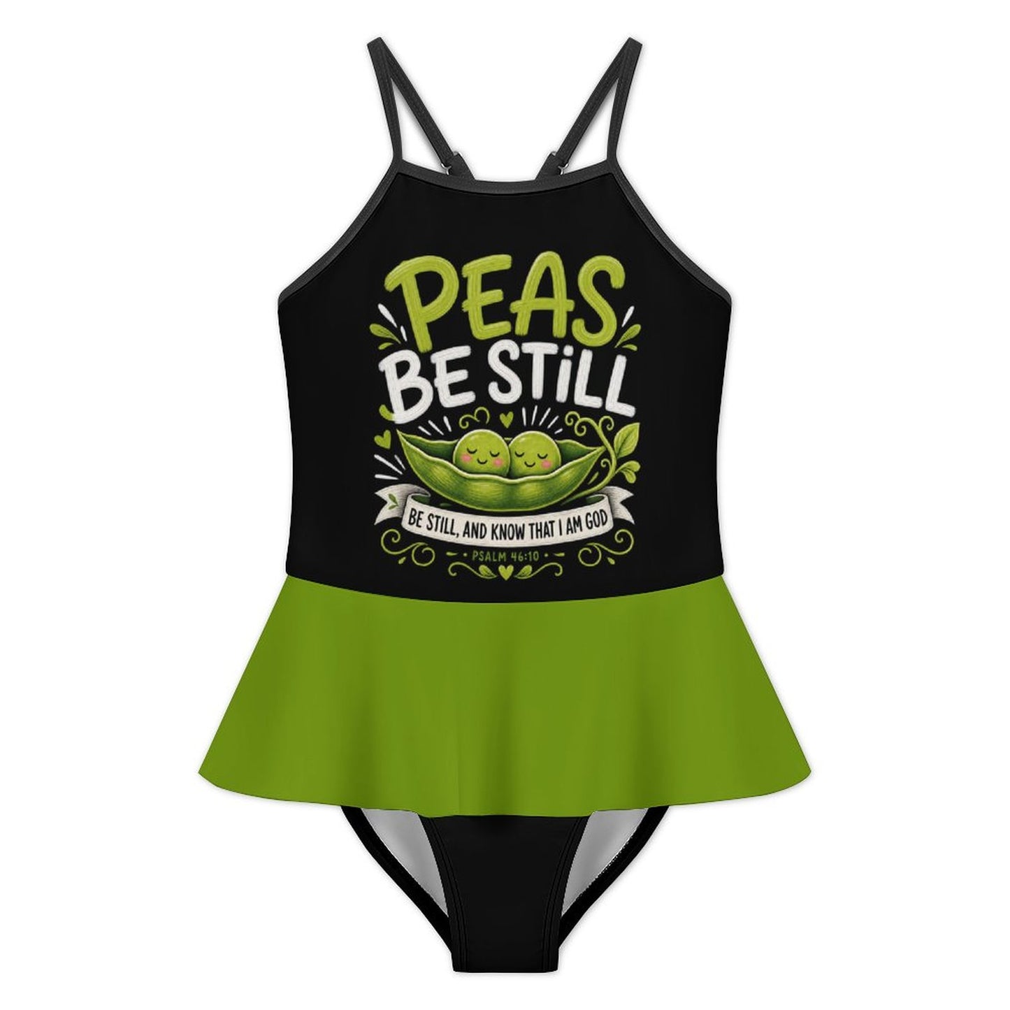 Peas Be Still Kids One‑Piece Ruffle Strap Christian Swimsuit