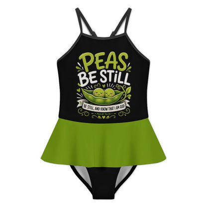 Peas Be Still Kids One‑Piece Ruffle Strap Christian Swimsuit