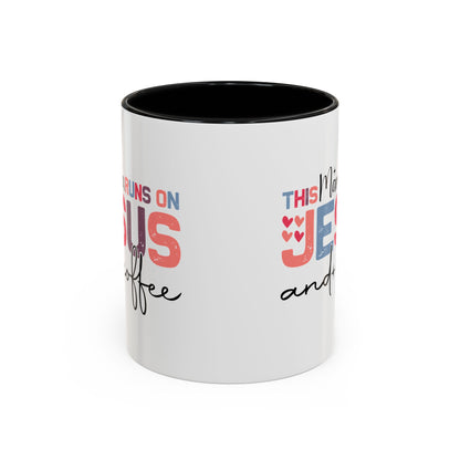 Christian Ceramic Mug - This Mama Runs On Him & Coffee Christian Accent Coffee Mug (11, 15oz)