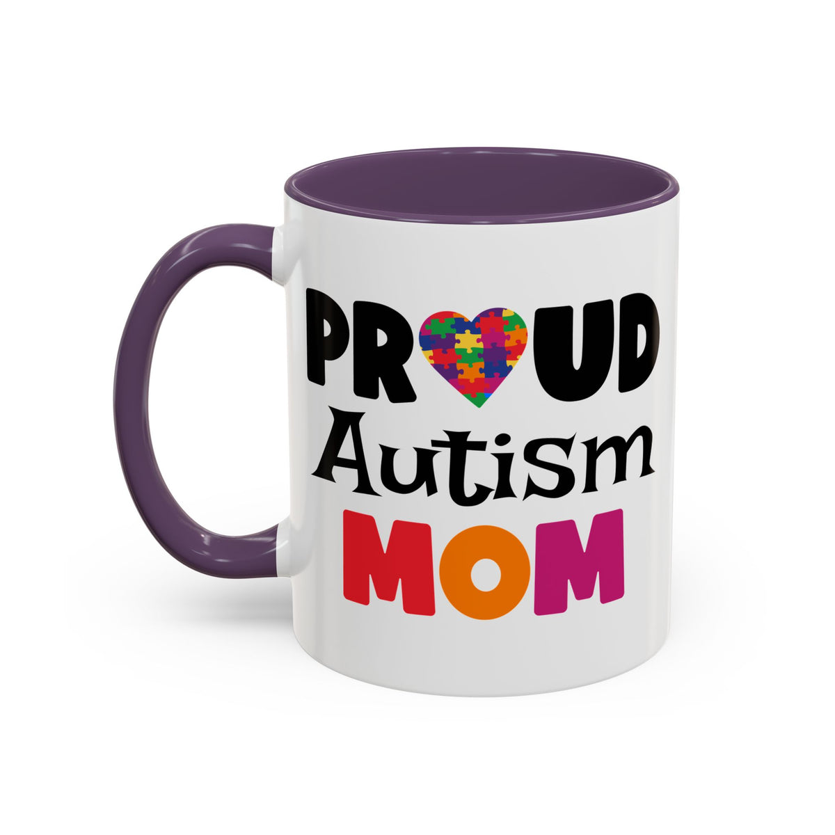 Proud Autism Mom Coffee Mug - Colorful Heart Design (11, 15oz)