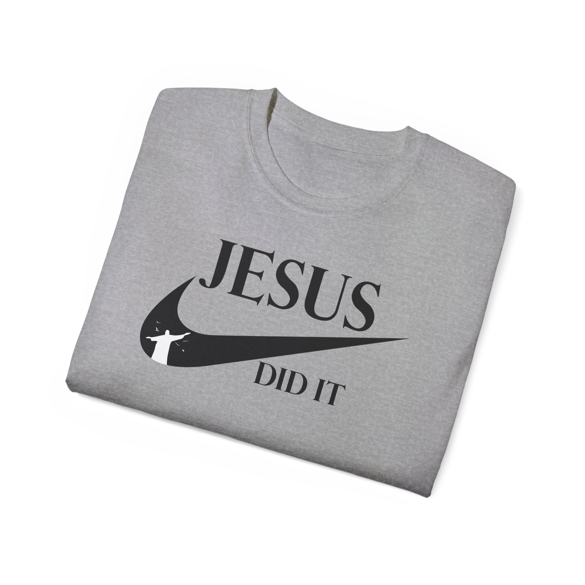 Jesus Did It (like Nike) Funny Unisex Christian Ultra Cotton Tee Printify