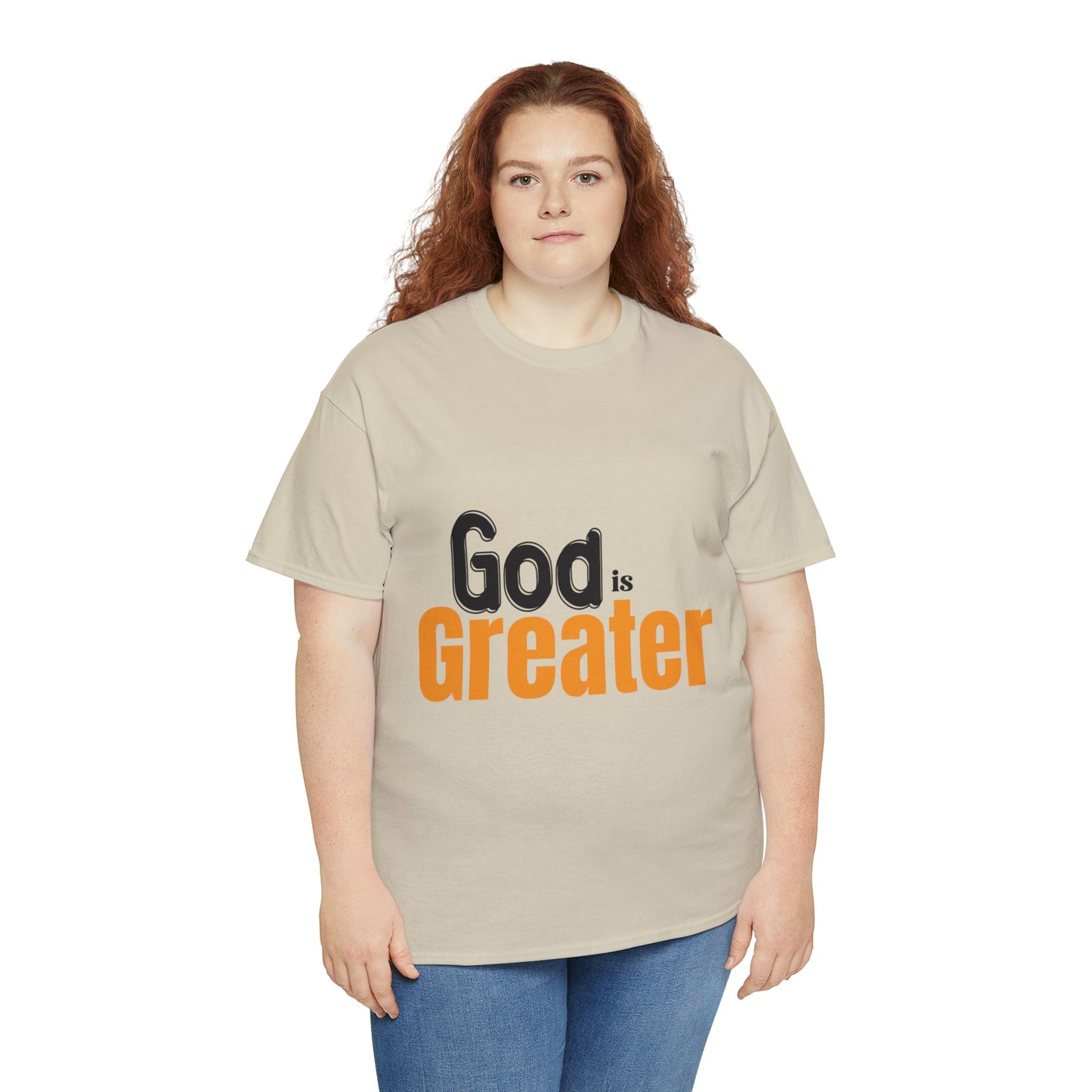 God Is Greater Unisex Heavy Cotton Tee Printify