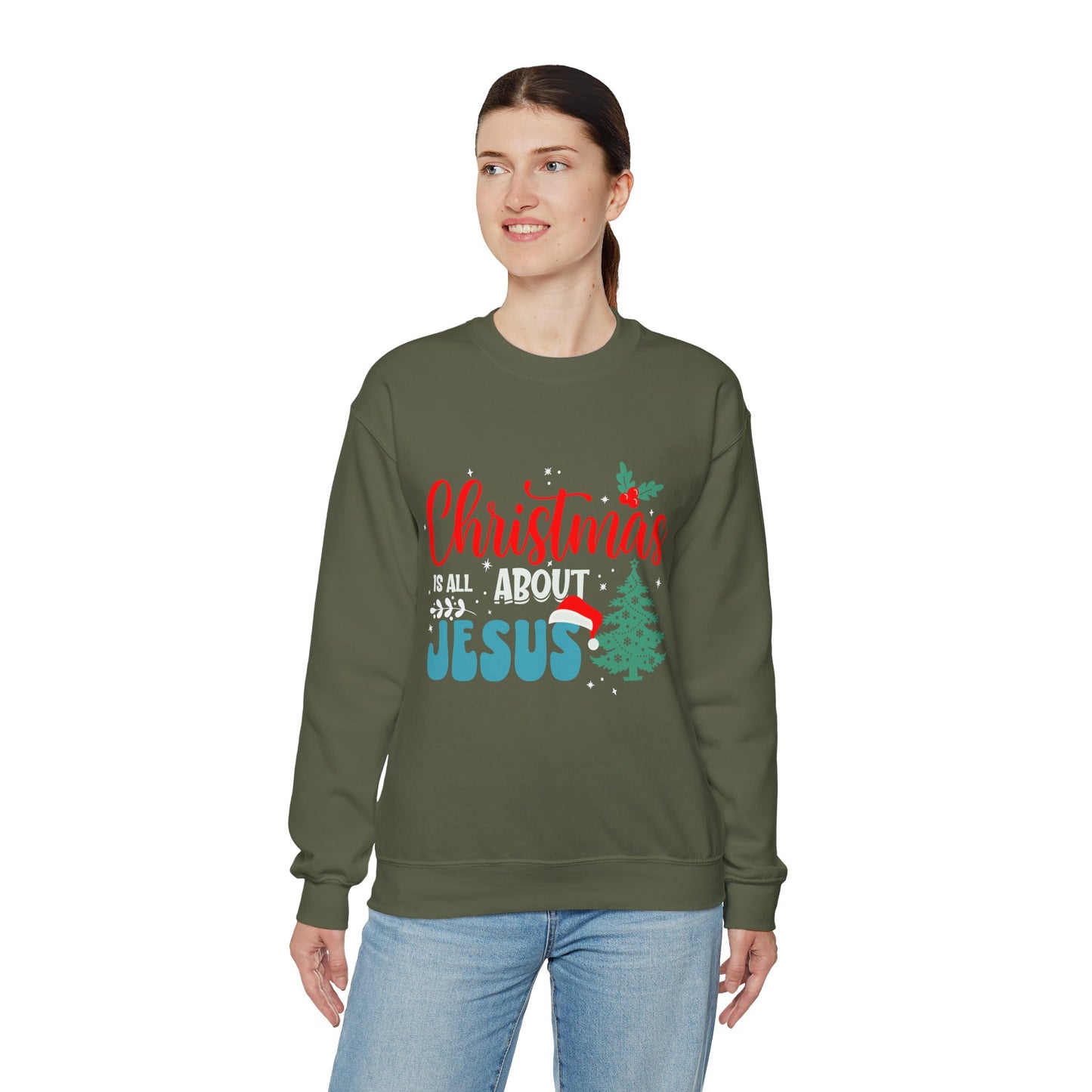 Christmas Is All About Jesus (Christmas Themed) Unisex Heavy Blend™ Crewneck Christian Sweatshirt