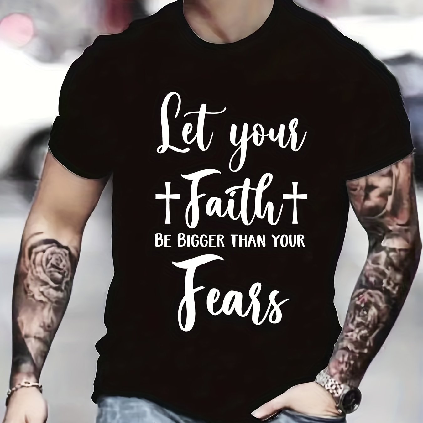 Let Your Faith Be Bigger Than Your Fears Men's Christian T-shirt claimedbygoddesigns