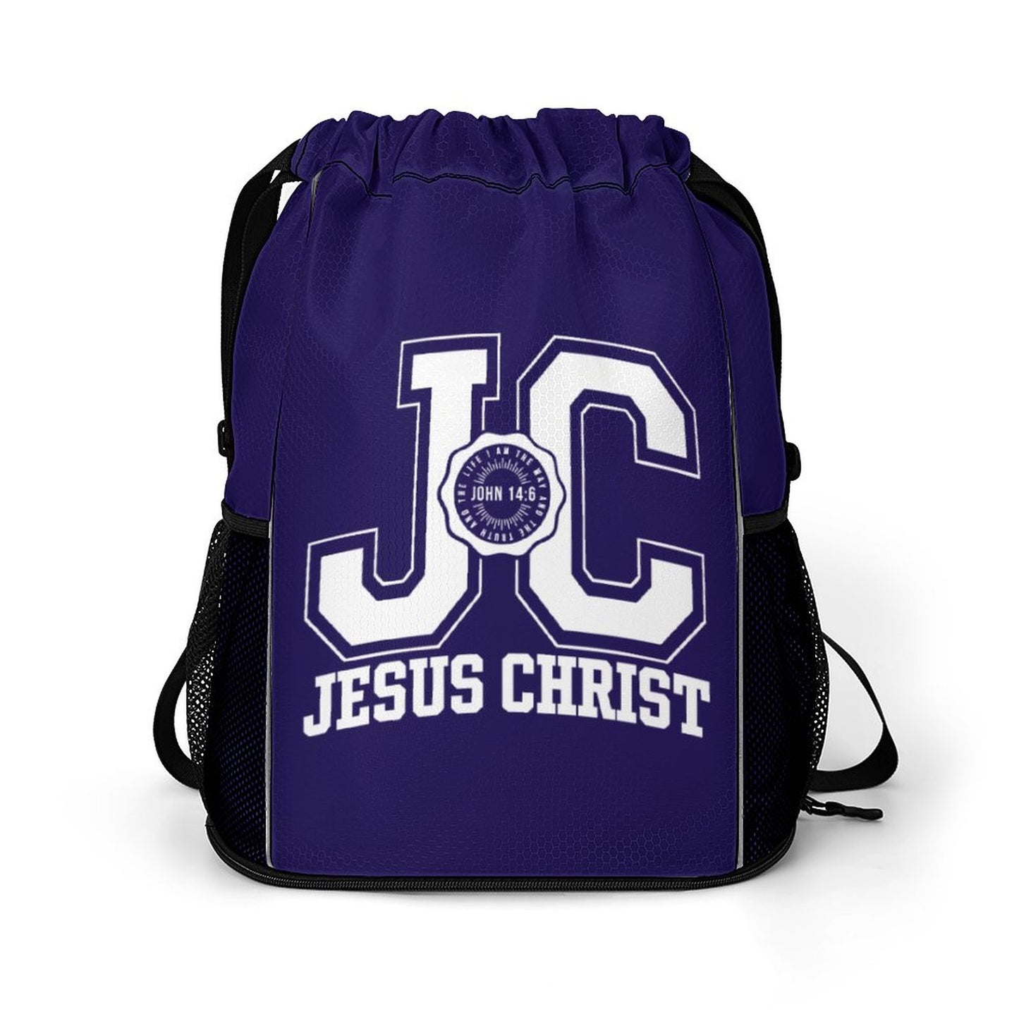 JC Jesus Christ Christian Waffle Cloth Drawstring Bag