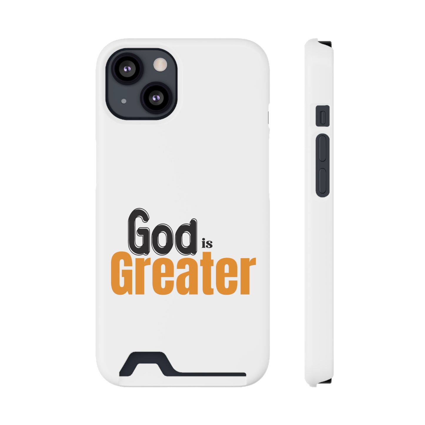 God Is Greater Christian Phone Case With Card Holder Printify