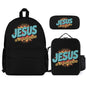 He Is My Superhero Christian Backpack Set of 3 Bags (Shoulder Bag Lunch Bag & Pencil Pouch)