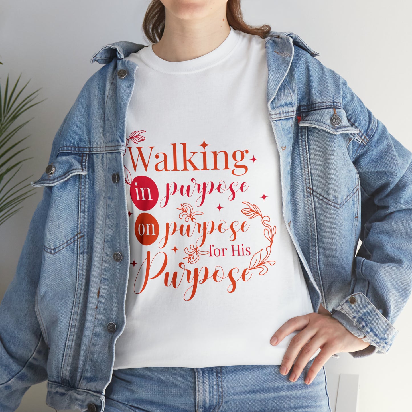 Walking In Purpose On Purpose For His Purpose Unisex Heavy Cotton Tee