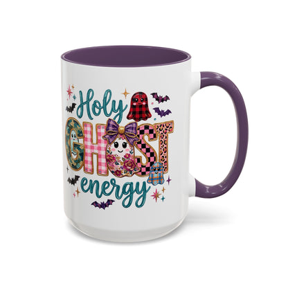 Accent Christian Coffee Mug — "Holy Ghost Energy" Halloween Cute Spooky Ceramic Mug (11/15oz)