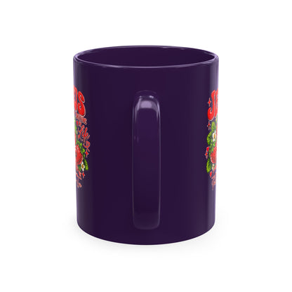 Ceramic Mug — "Jesus Sweetens My Life" Strawberry Faith Coffee Cup