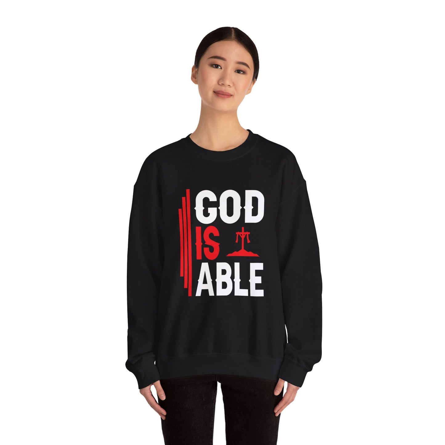 God Is Able  Unisex Heavy Blend™ Crewneck Christian Sweatshirt