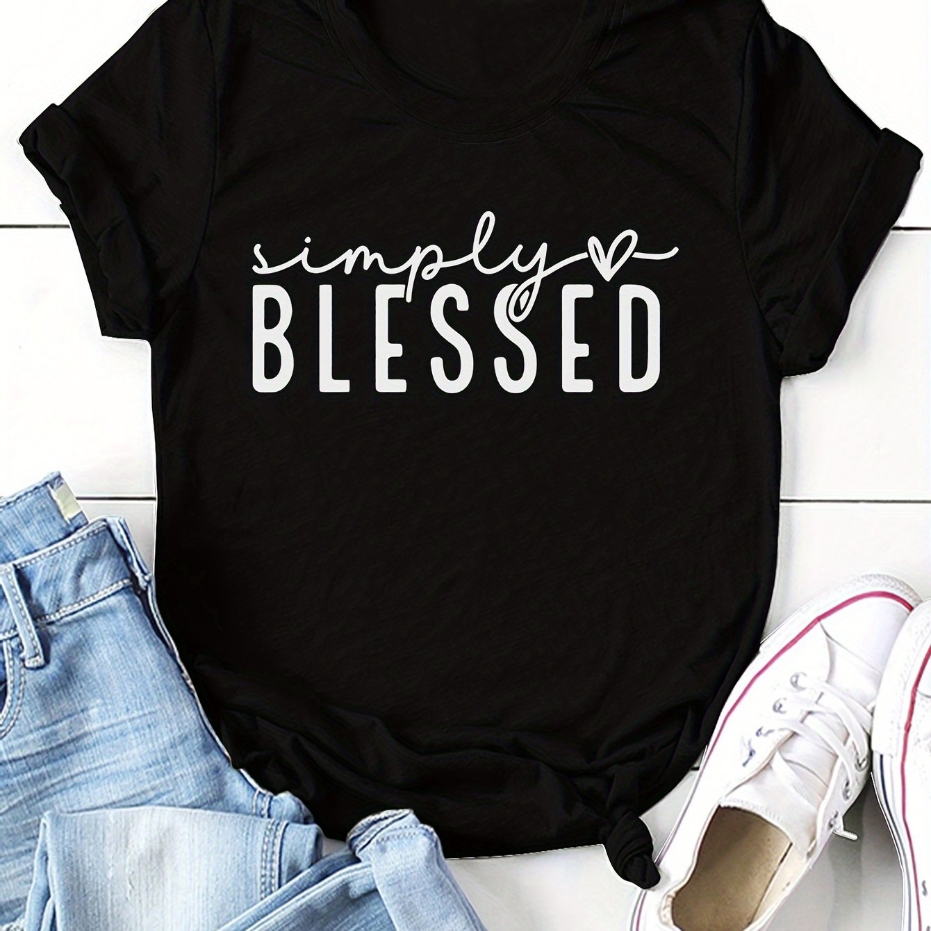 Simply Blessed Women's Christian T-Shirt claimedbygoddesigns