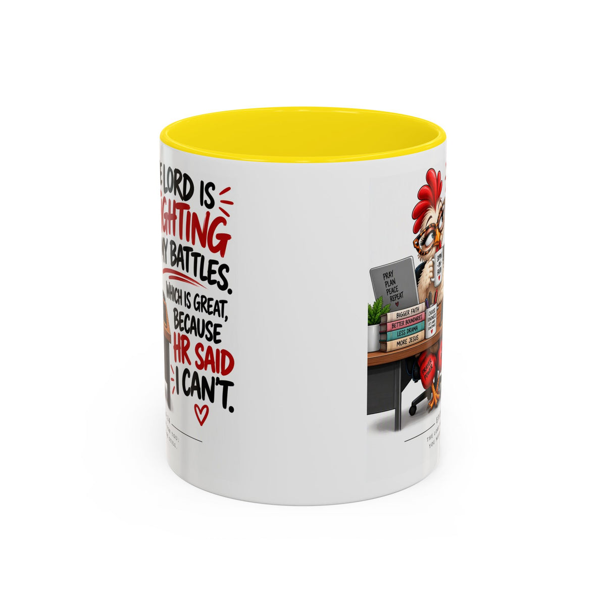 Inspirational Accent Coffee Mug — “The Lord Is Fighting My Battles” Faith Quote (11/15oz)