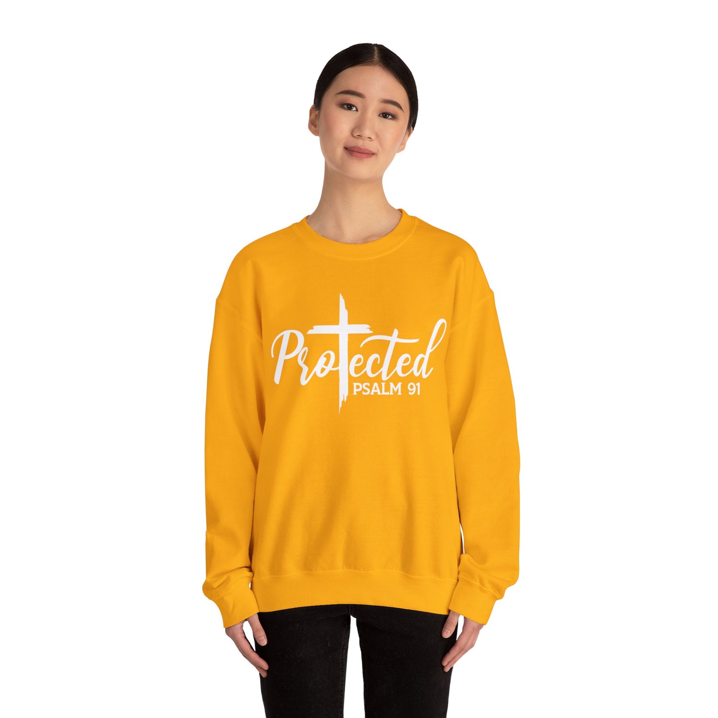 Psalm 91 Protected  Unisex Heavy Blend™ Crewneck Christian Sweatshirt