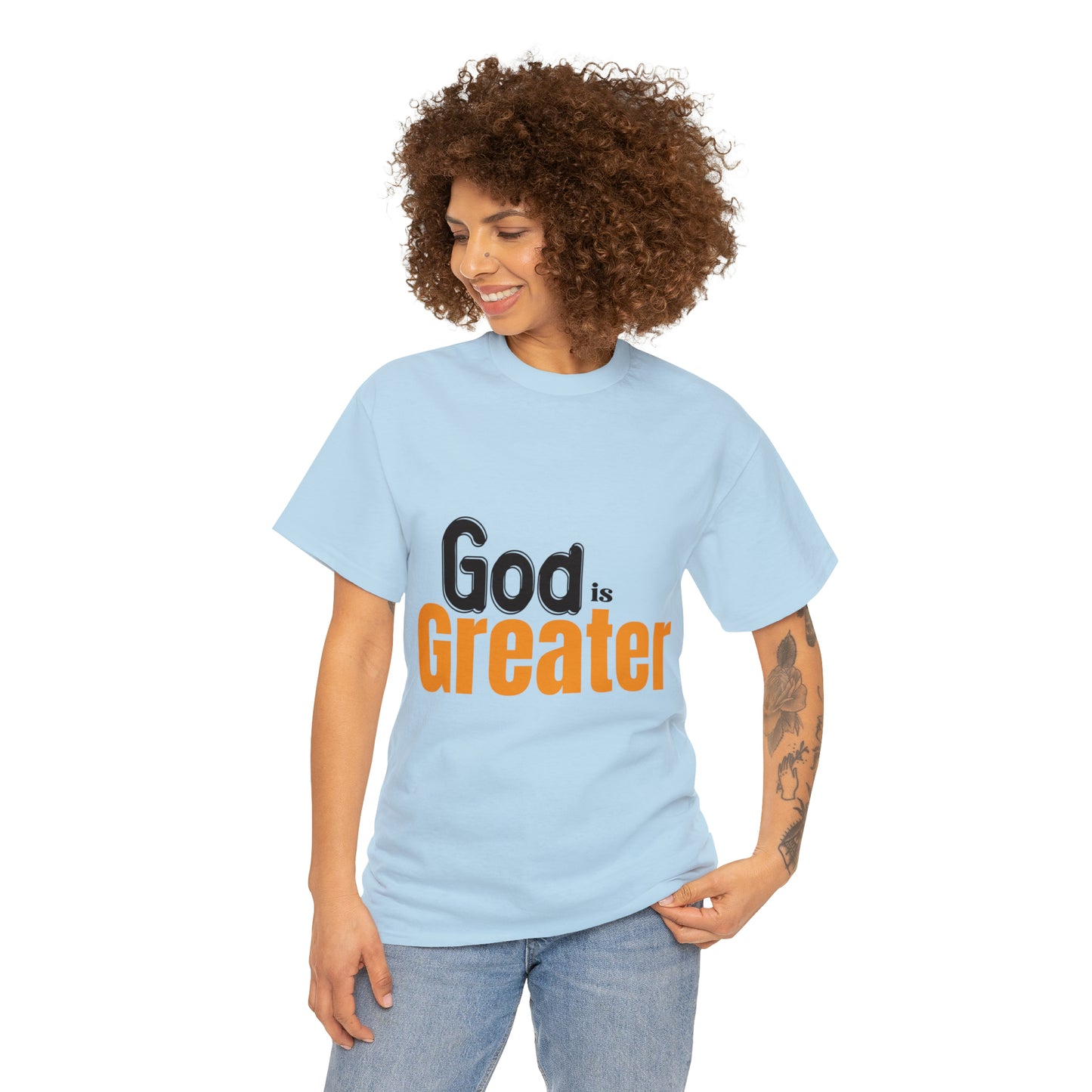 God Is Greater Unisex Heavy Cotton Tee Printify