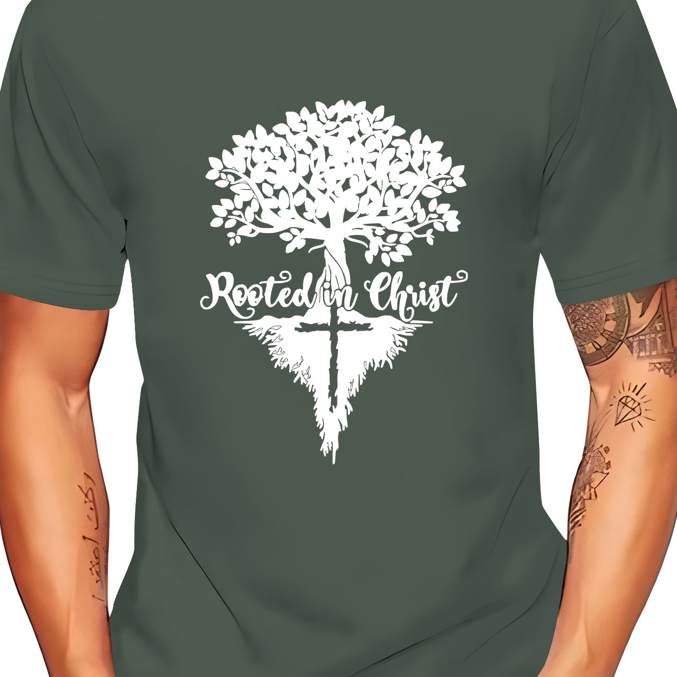 Rooted In Christ Men's Christian T-shirt claimedbygoddesigns