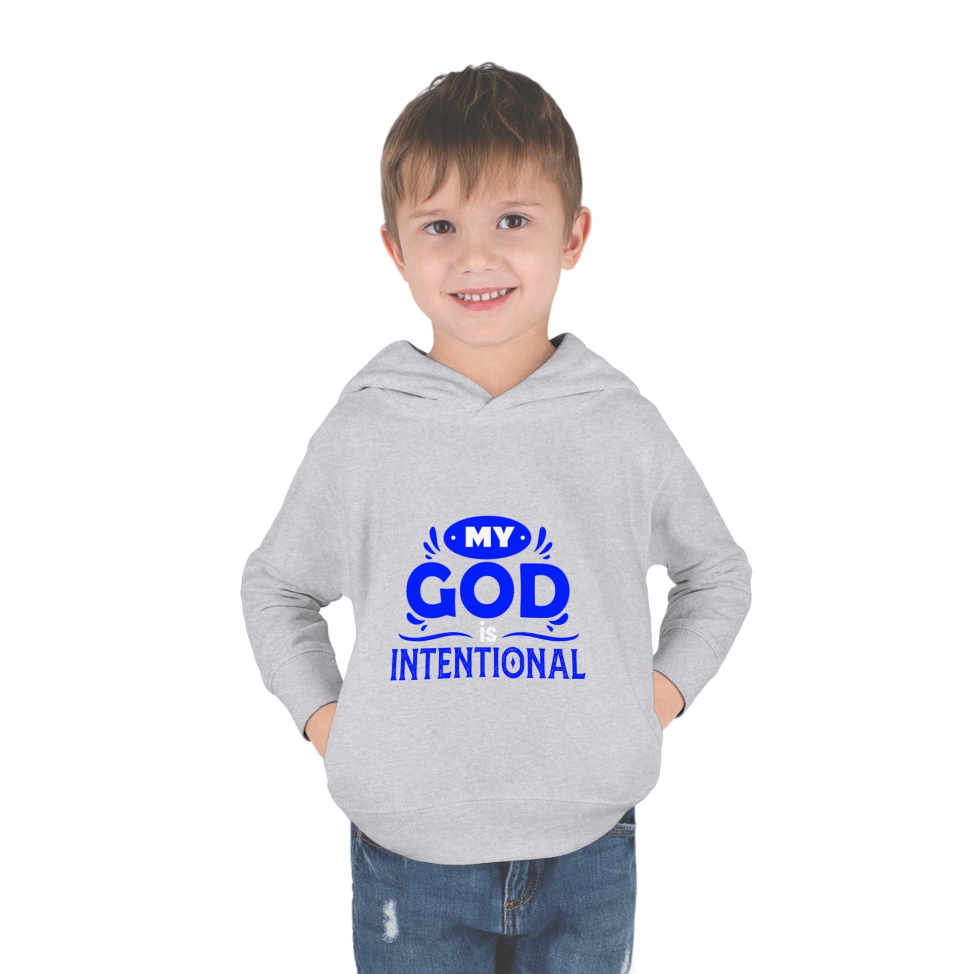 My God Is Intentional Toddler Pullover Fleece Hoodie Printify