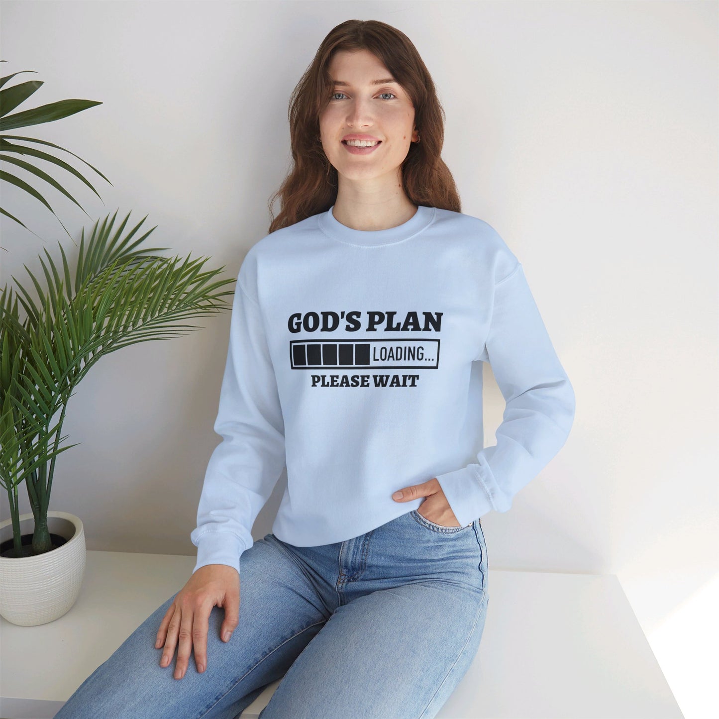 God's Plan Loading Unisex Heavy Blend™ Crewneck Christian Sweatshirt