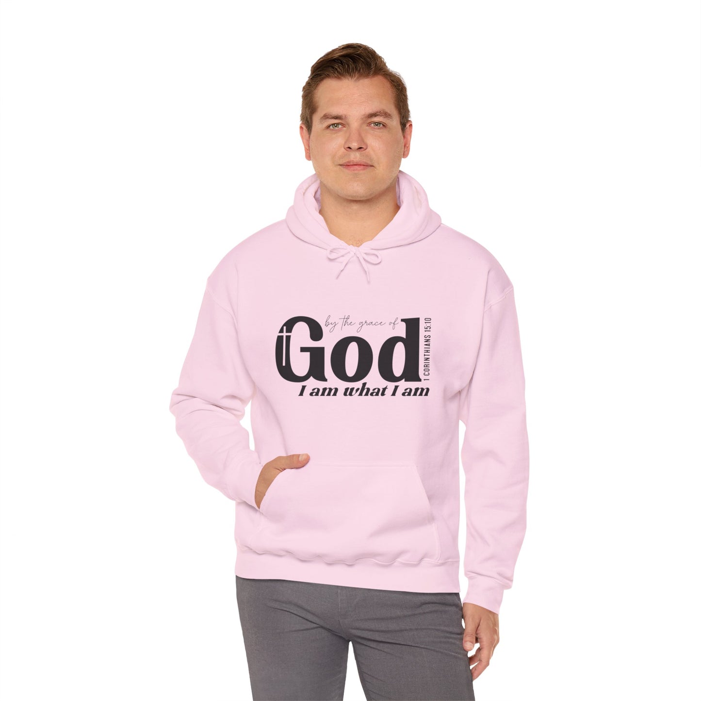 1 Corinthians 15:10 By The Grace Of God I Am What I Am Unisex Christian Pullover Hooded Sweatshirt