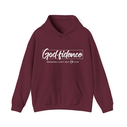 Christian Hooded Sweatshirt -Confidence In Him Knowing I Can't But He Can