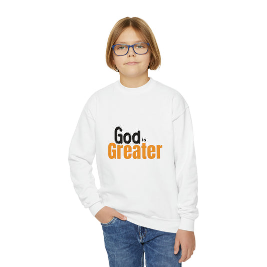 God Is Greater Youth Christian Sweatshirt Printify