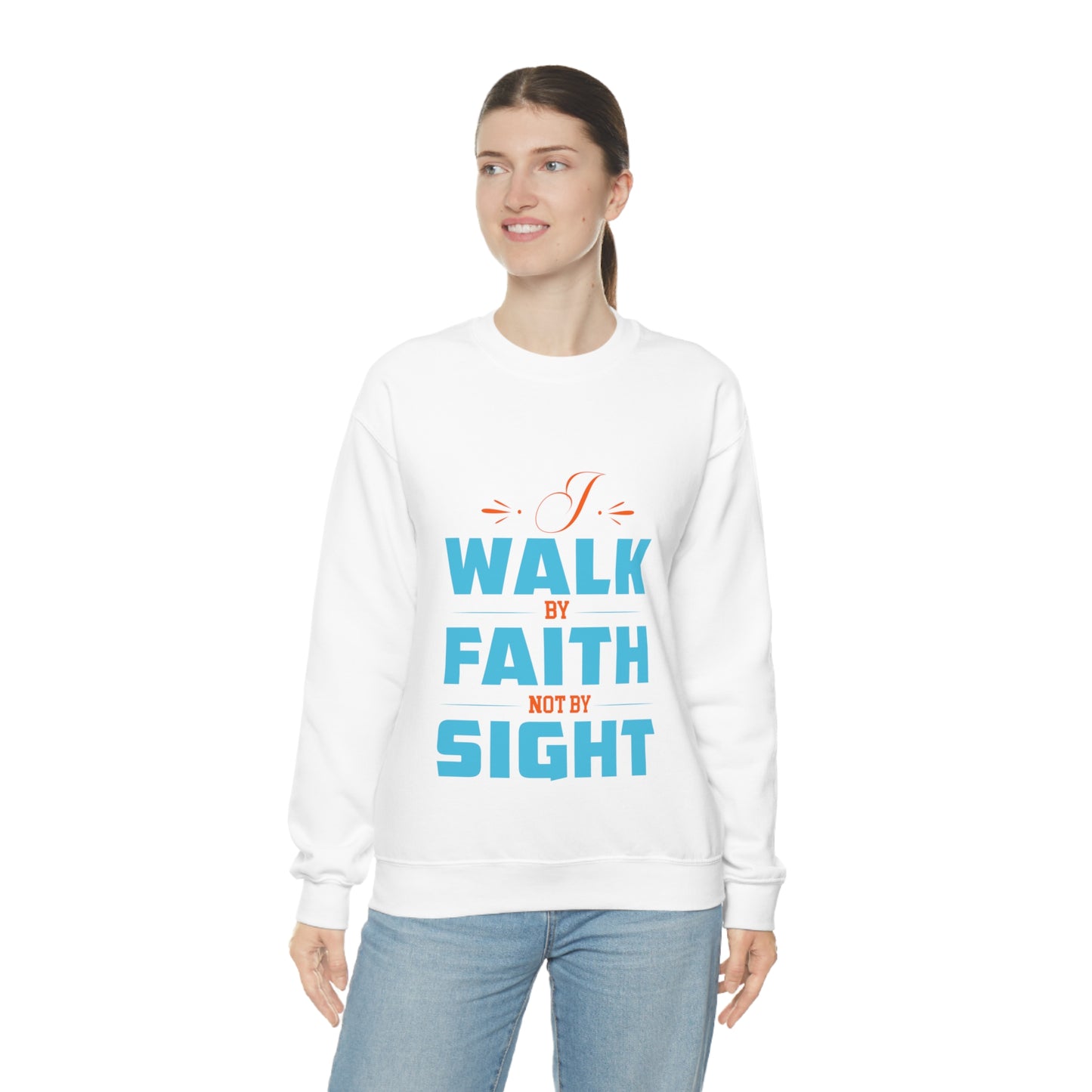 I Walk By Faith Not By Sight Unisex Heavy Blend™ Crewneck Sweatshirt