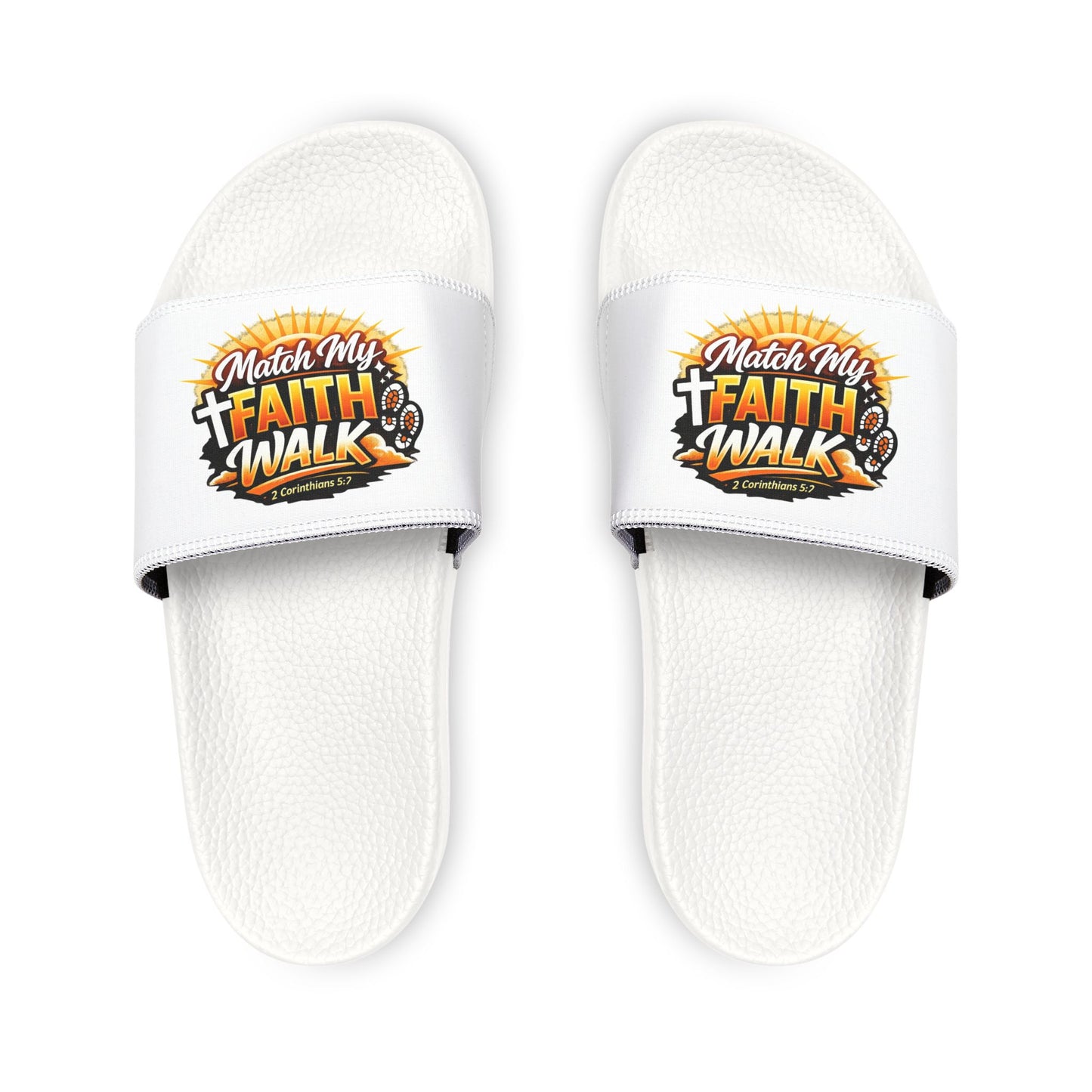 Youth Christian Slides — “Match My Faith Walk” Graphic Sandals