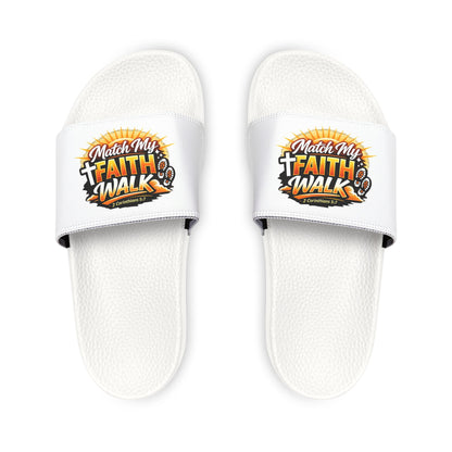 Youth Christian Slides — “Match My Faith Walk” Graphic Sandals