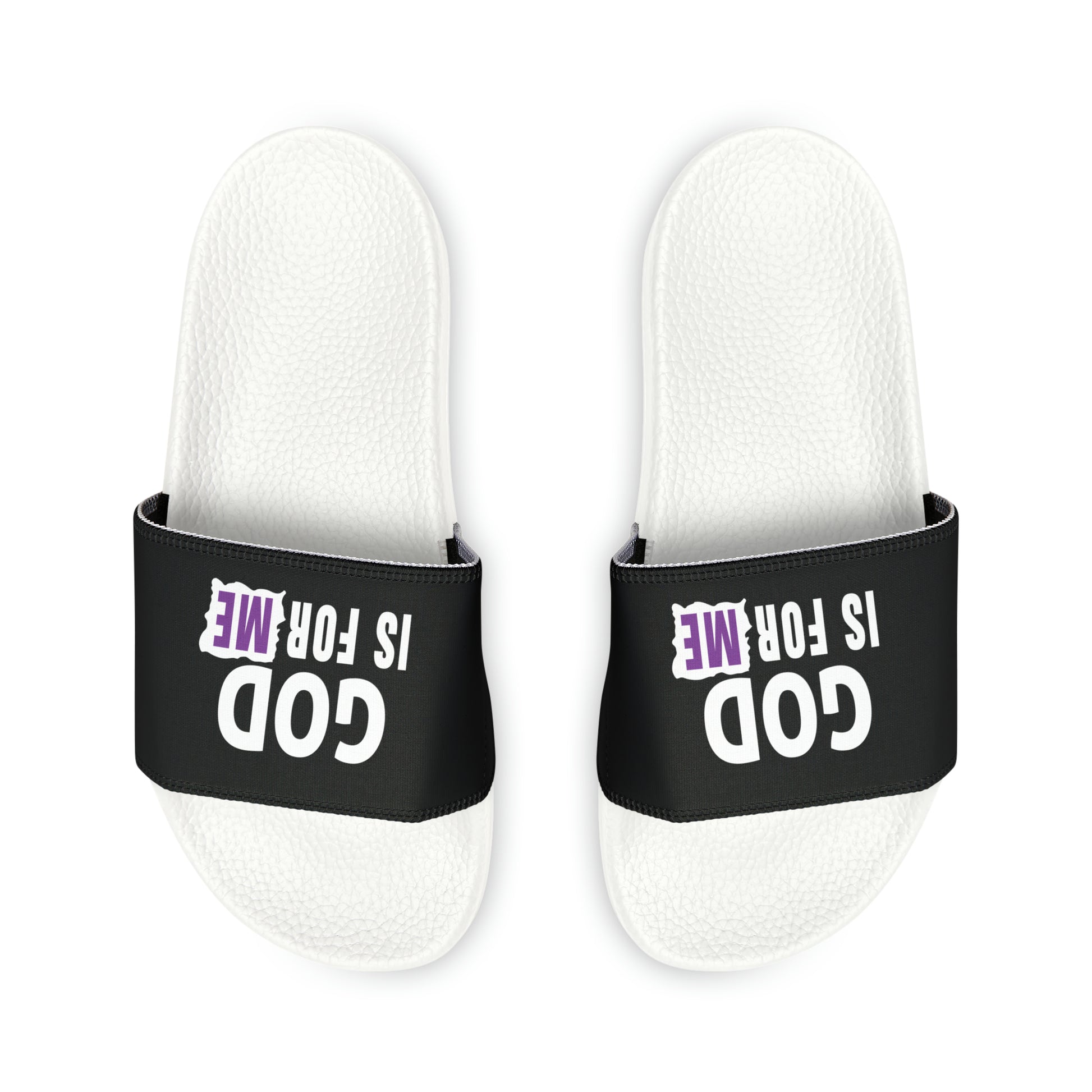 God Is For Me Men's PU Christian Slide Sandals Printify