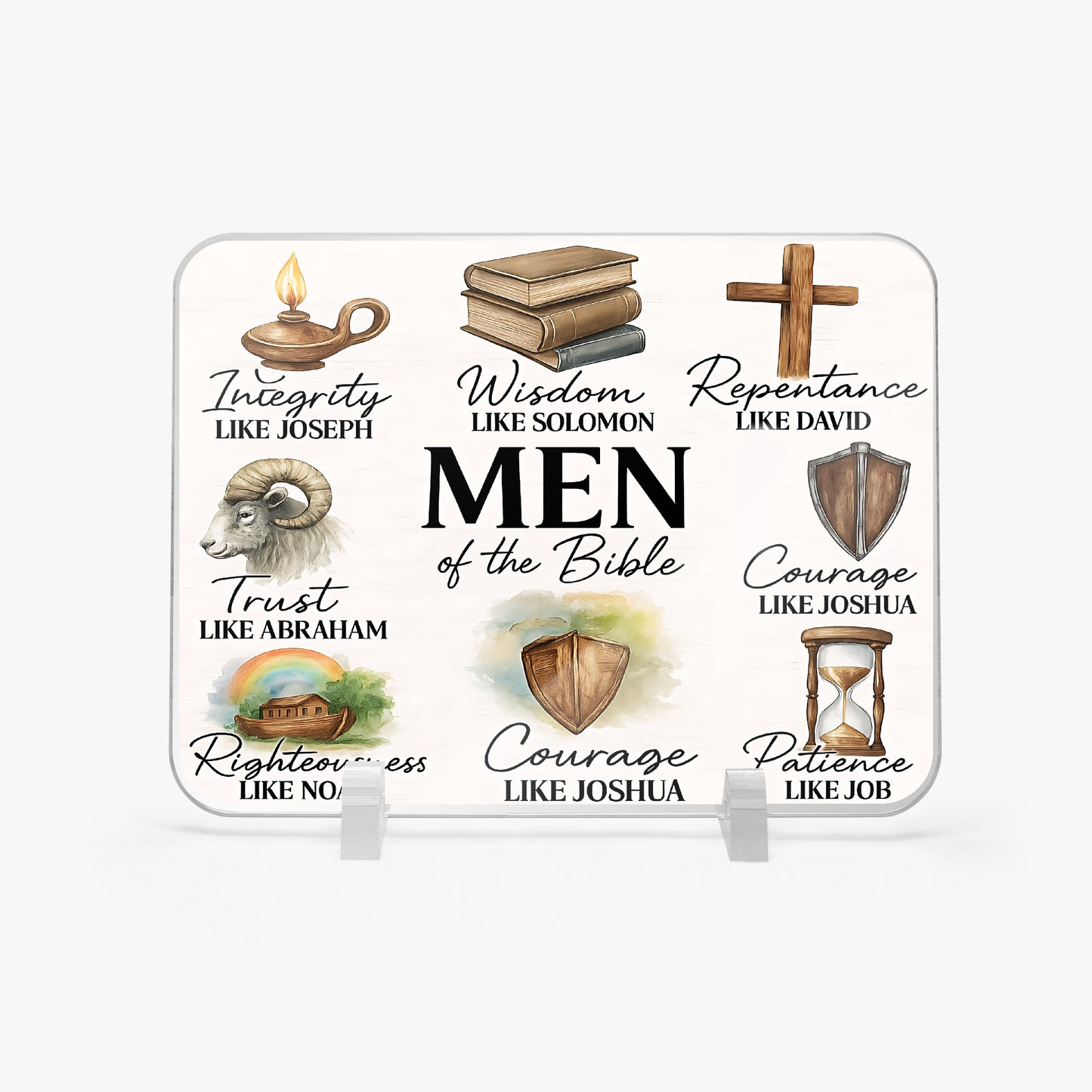 Men Of The Bible Christian Acrylic Plaque with Stand - Rectangle - ClaimedbyGodDesigns