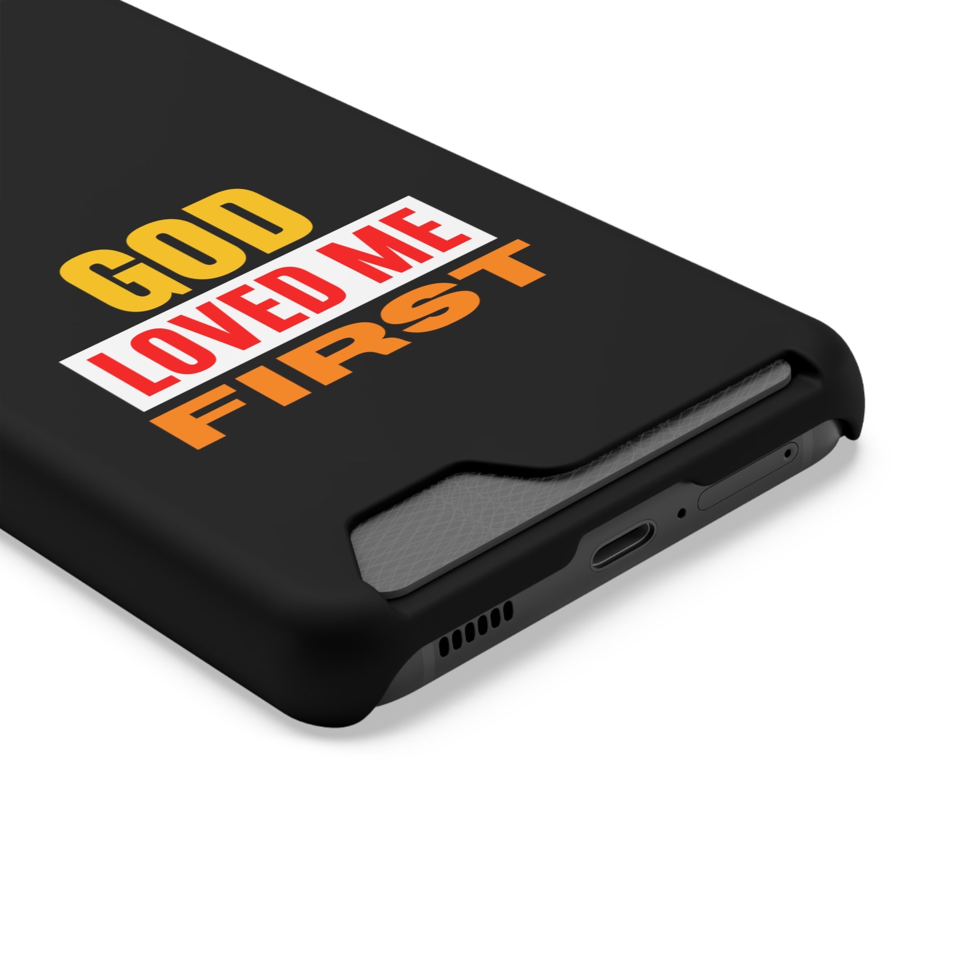 God Love Me First Christian Phone Case With Card Holder Printify