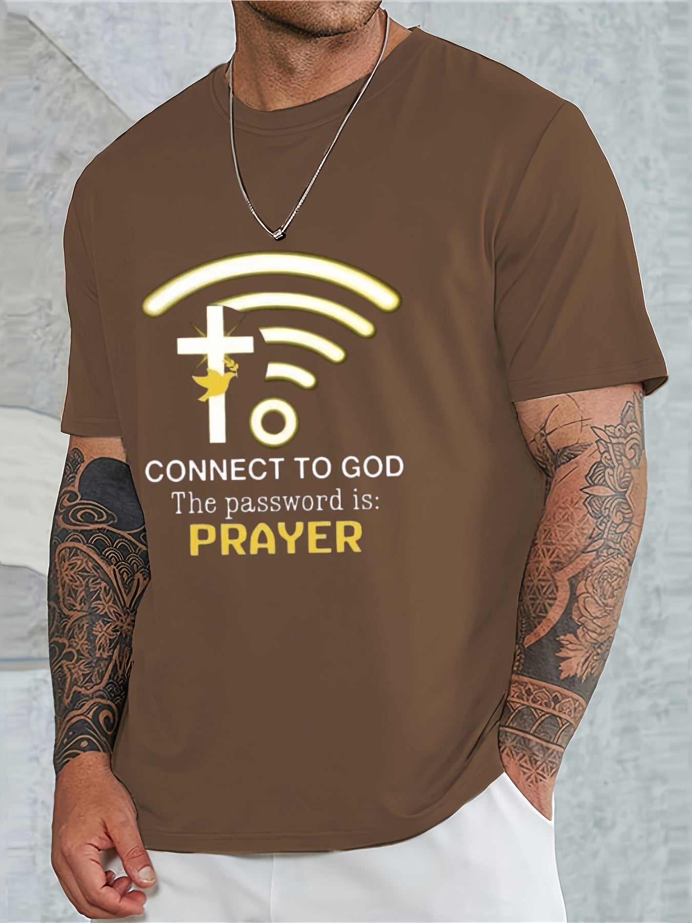 Connect To God The Password Is Prayer Men's Christian T-shirt claimedbygoddesigns