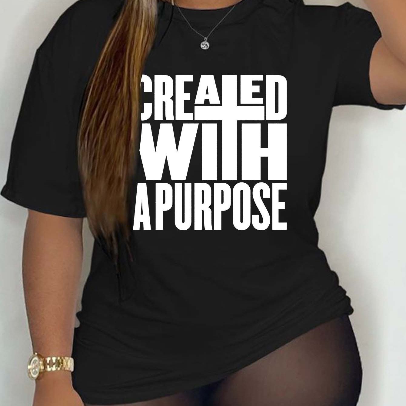 Created With A Purpose Plus Size Women's Christian T-shirt claimedbygoddesigns