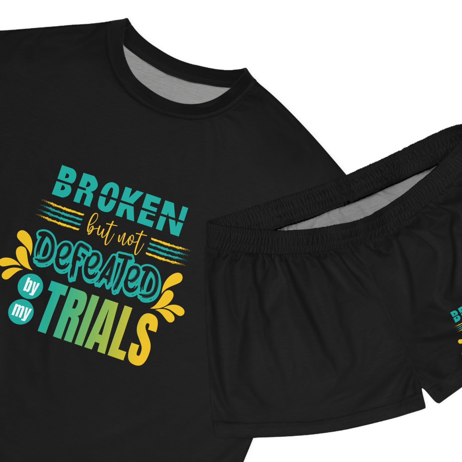 Broken But Not Defeated By My Trials Women's Christian Short Pajama Set Printify