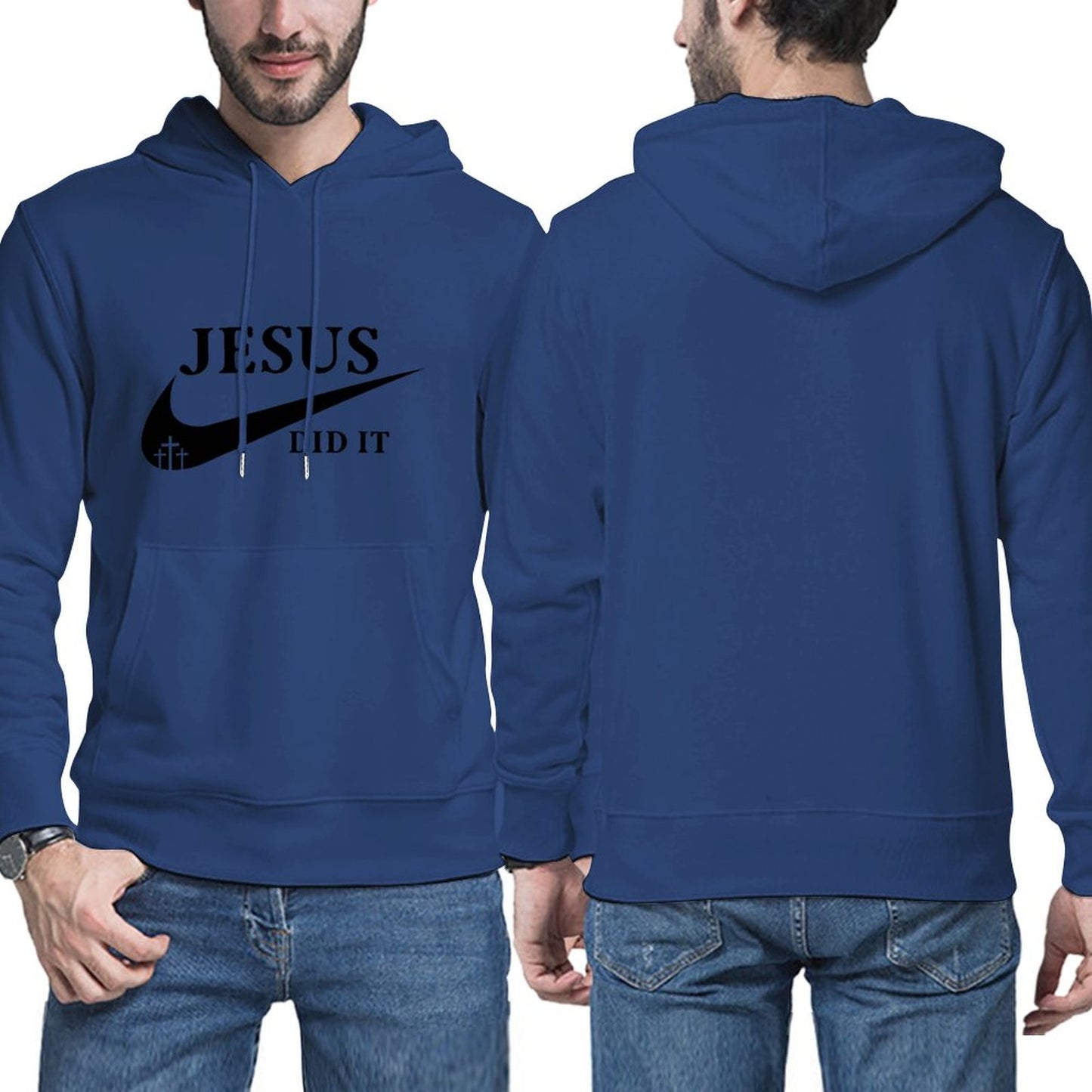 Jesus Did It (like Nike) Men's Christian Pullover Hooded Sweatshirt