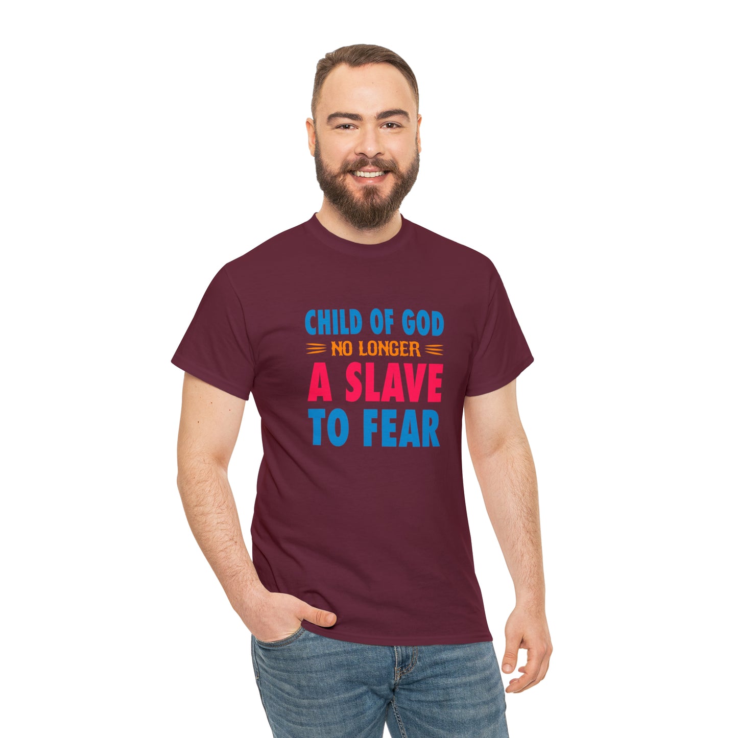 Child Of God No Longer A Slave To Fear Unisex Heavy Cotton Tee Printify