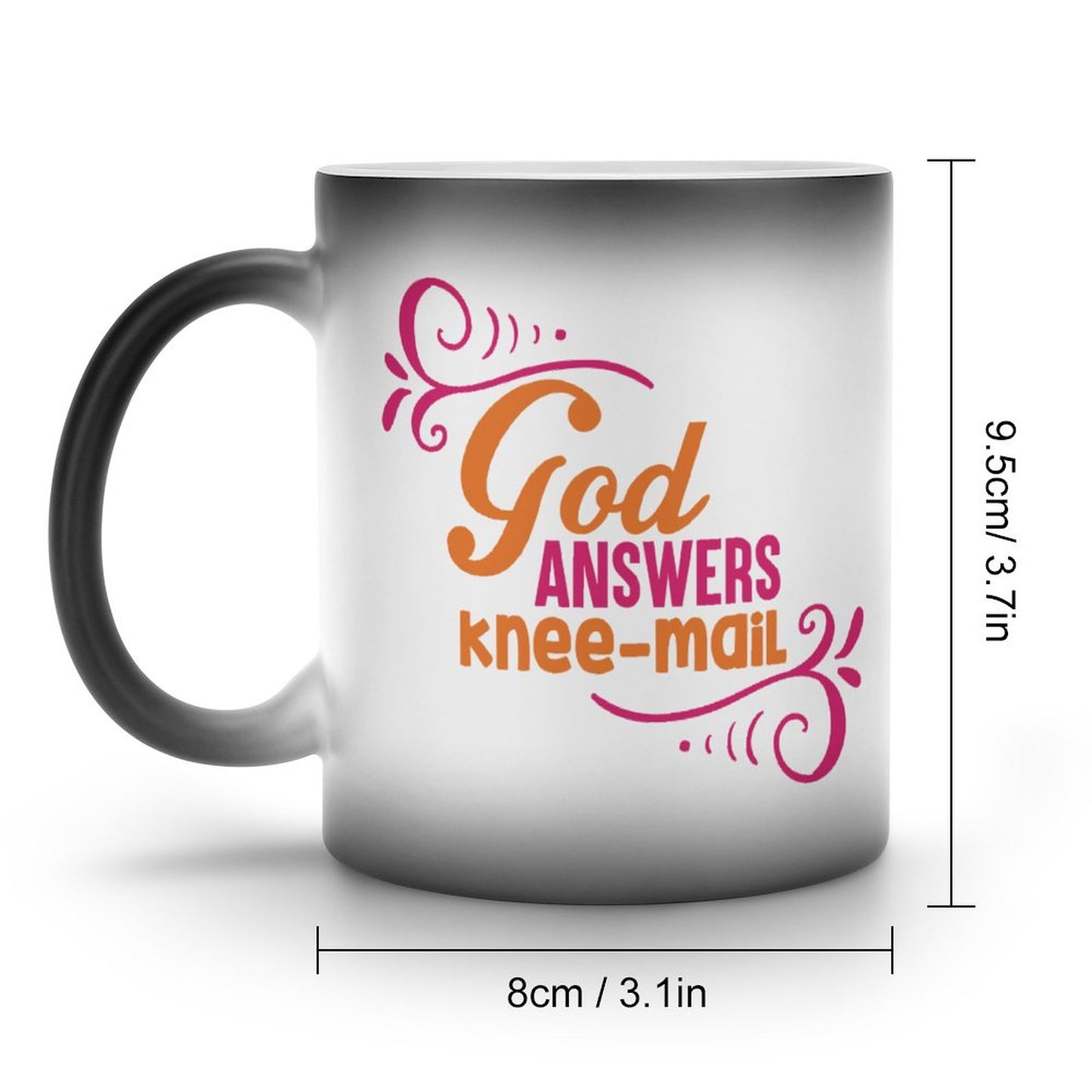 God Answers Knee Mail Funny Christian Color Changing Mug (Dual-sided)